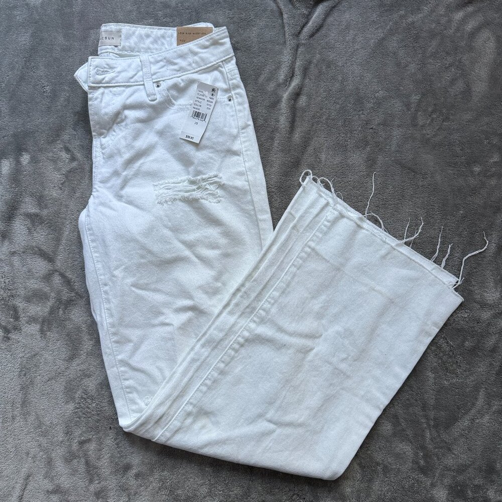 PacSun NWT Low Rise Baggy Wide Leg Jeans White Womens Size 25